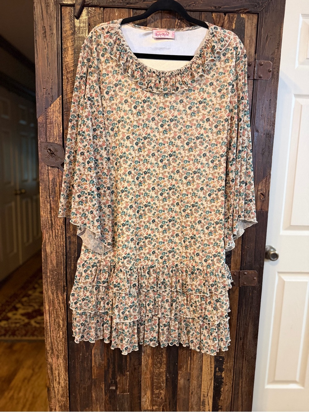 Lady Noiz Womens Floral Ruffle Mini Dress Bell Sleeve Boho Cottagecore Y2K